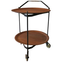 Scandinavian Foldable Teak and Metal Serving Cart by Ary Fanerprodukte