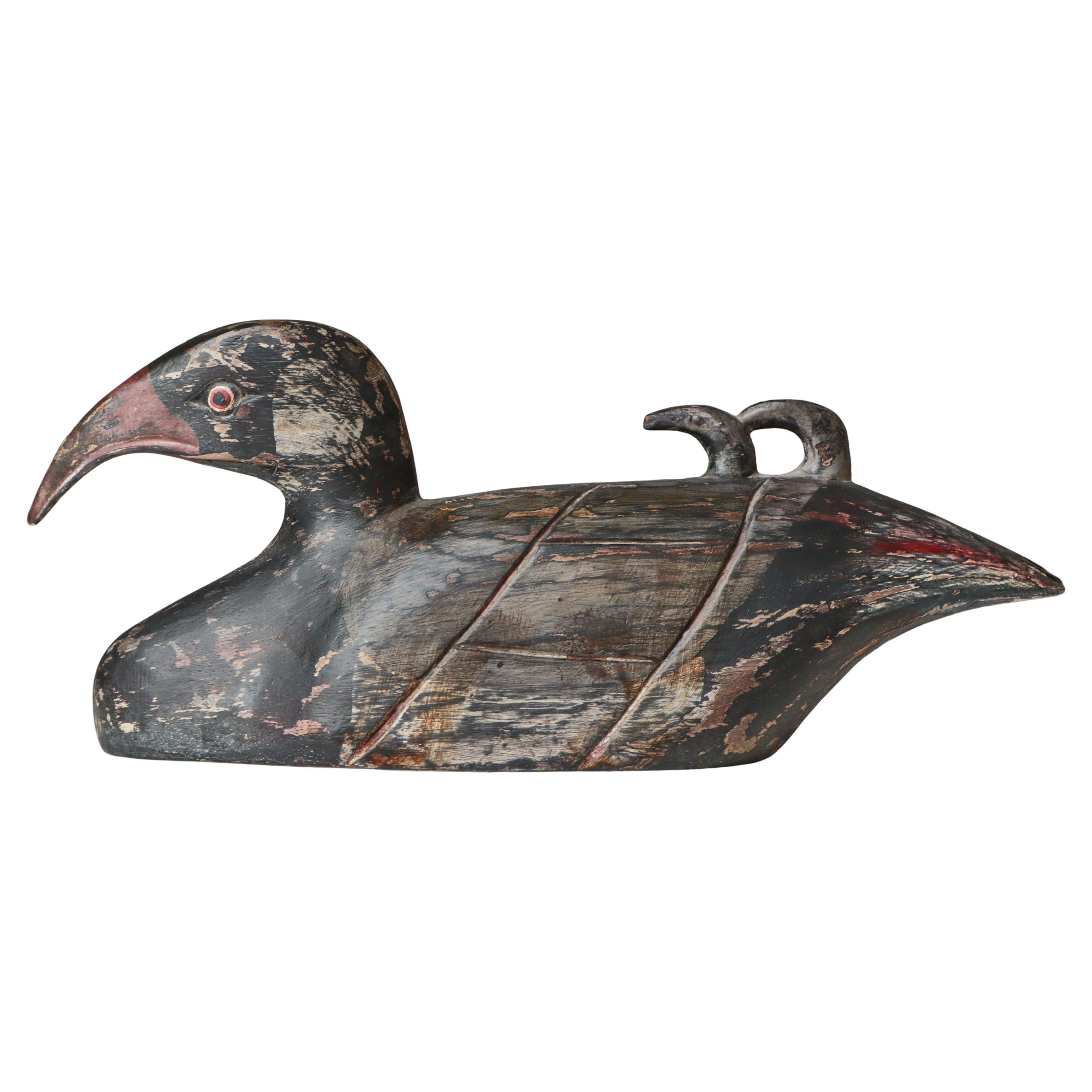 Scandinavian Folk Art Carved Decoy Duck, Denmark, 1910s en vente
