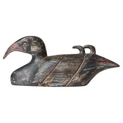 Scandinavian Folk Art Carved Decoy Duck, Denmark, 1910s