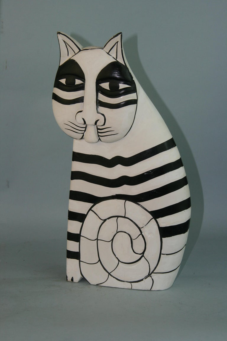1191 Scandinavian Folk Art hand carved and painted wood cat.