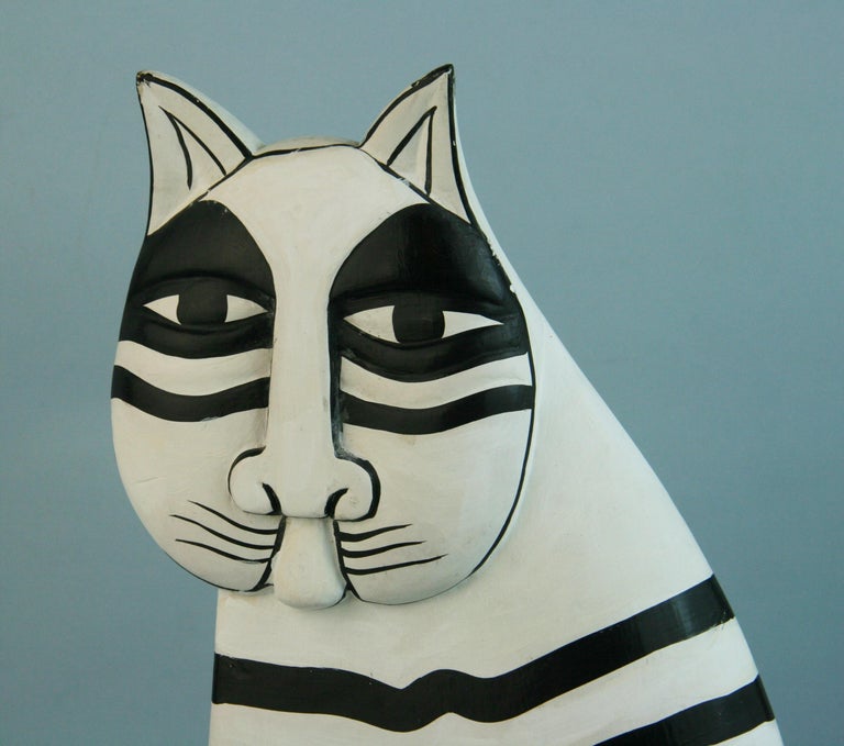 Hand-Crafted Scandinavian Folk Art Cat Sculpture For Sale