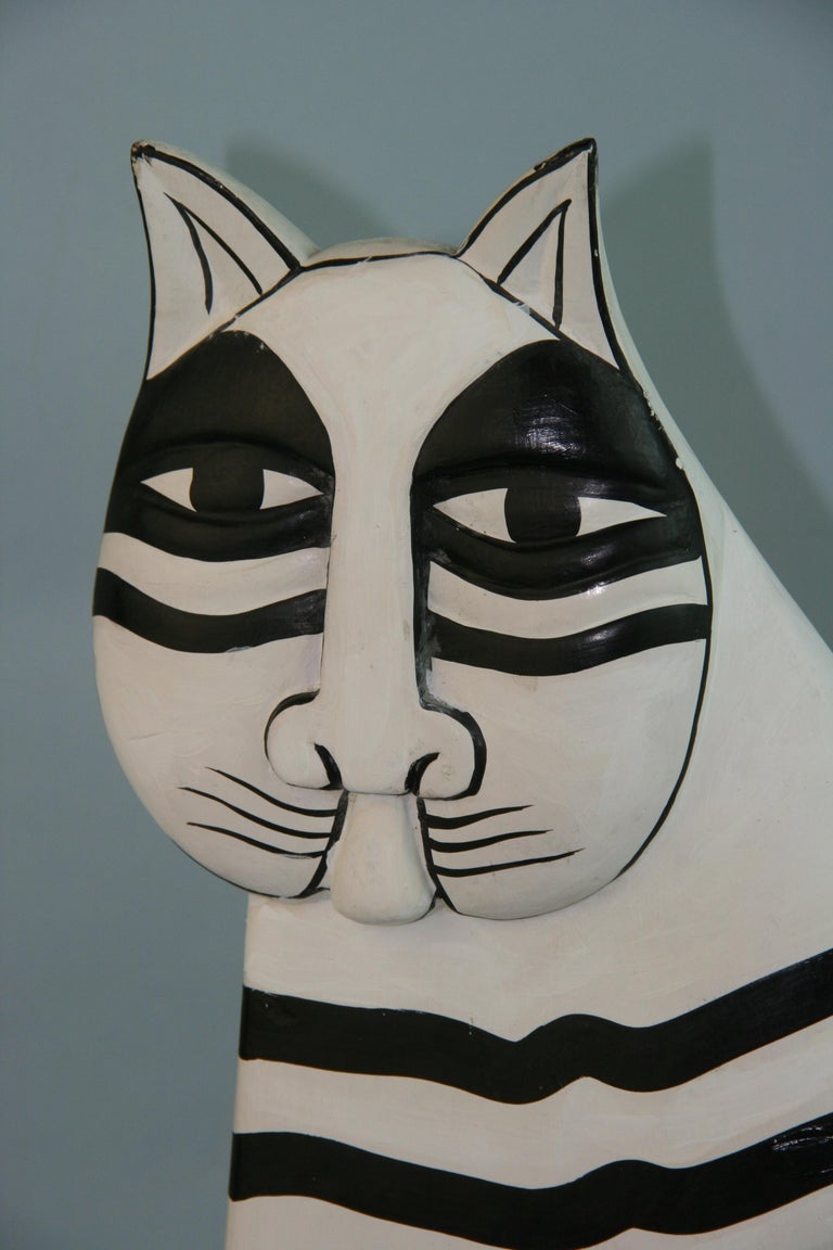 Mid-20th Century Scandinavian Folk Art Cat Sculpture For Sale
