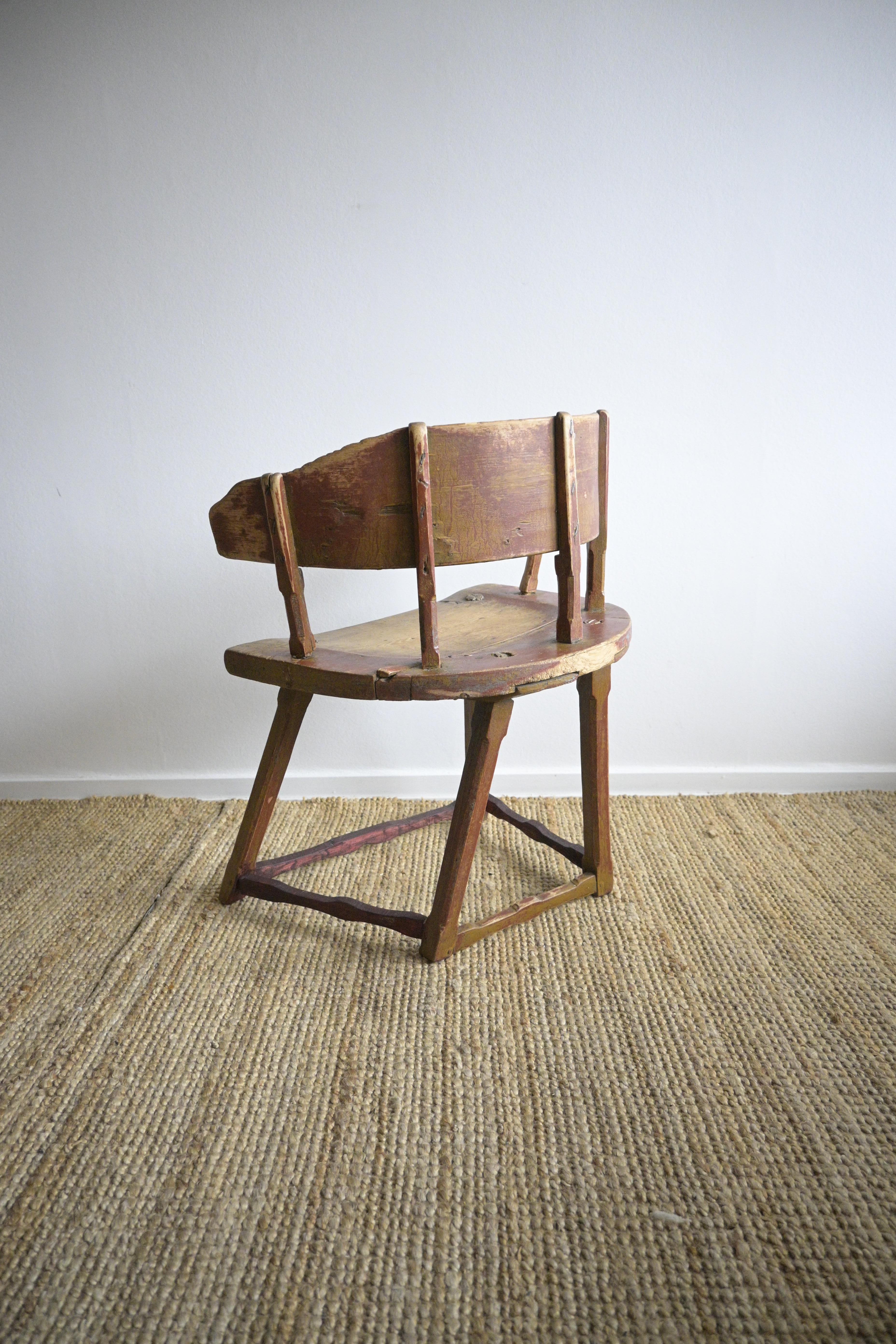 Scandinavian folk art chair circa 1830-50s In Good Condition For Sale In Farsta, SE