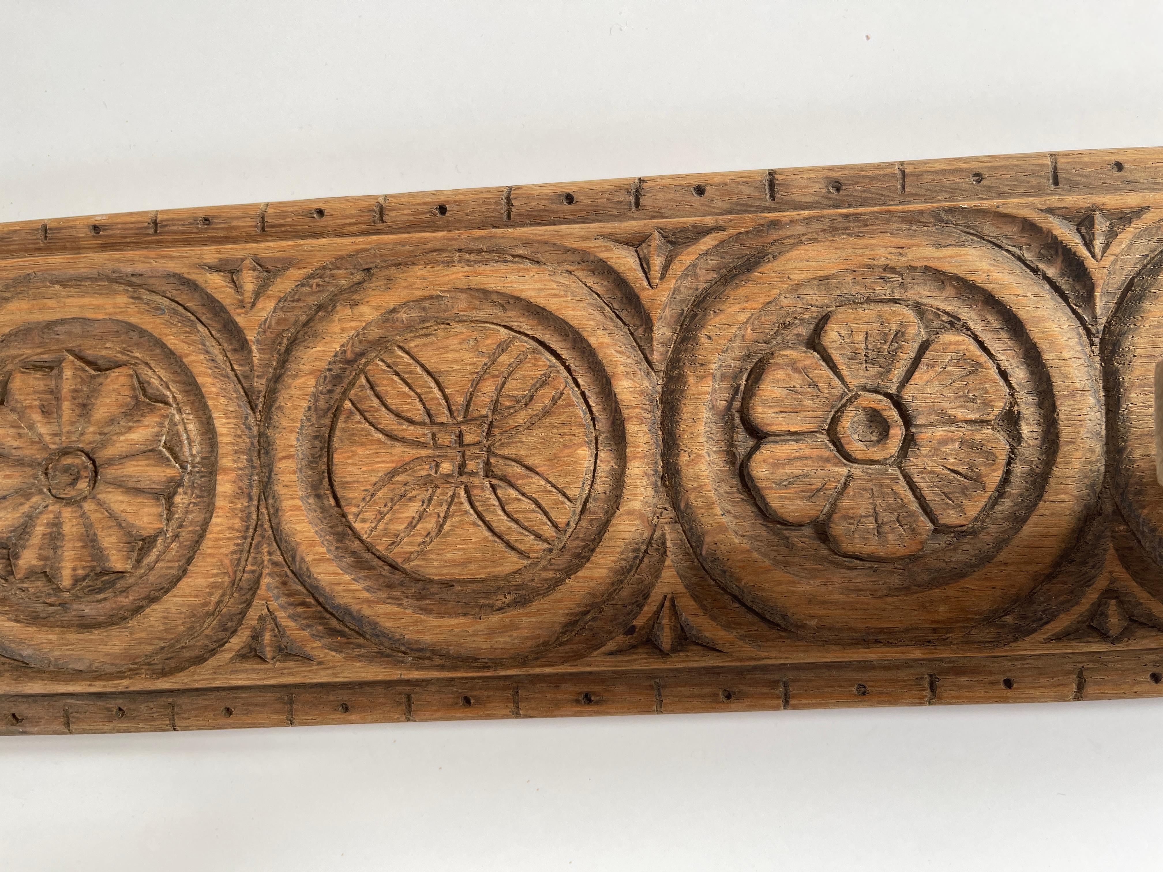 Hand-Carved Scandinavian Folk Art Hand Carved Oak Mangle Board For Sale
