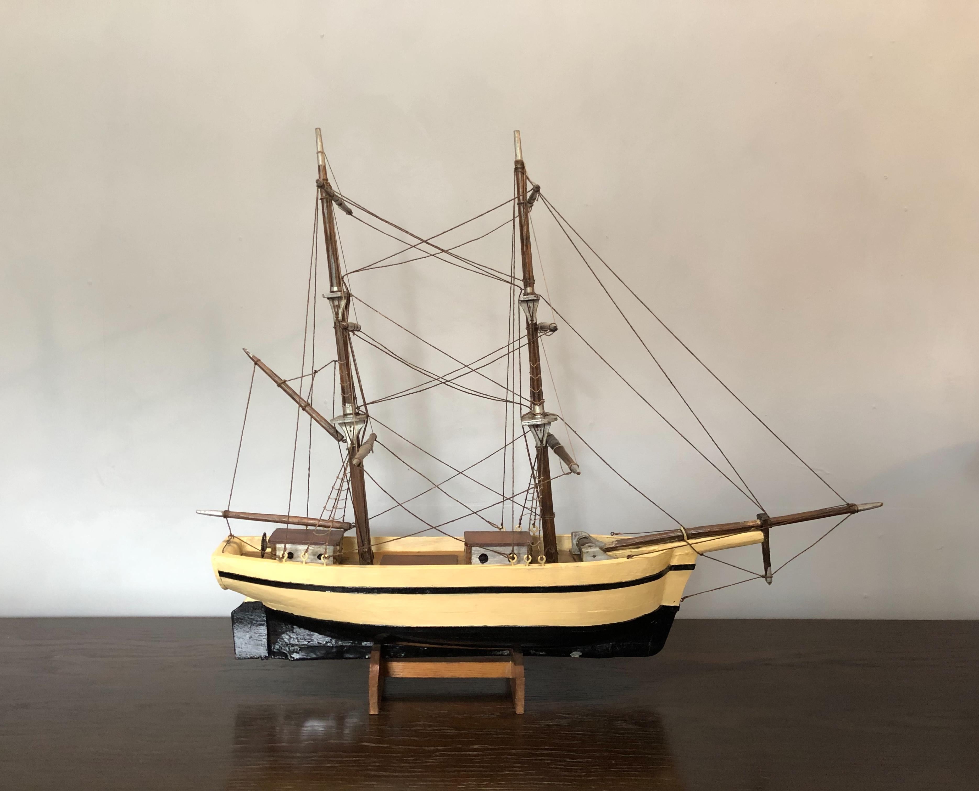 Folk Art Scandinavian folk art scratch-built model boat, 1950s