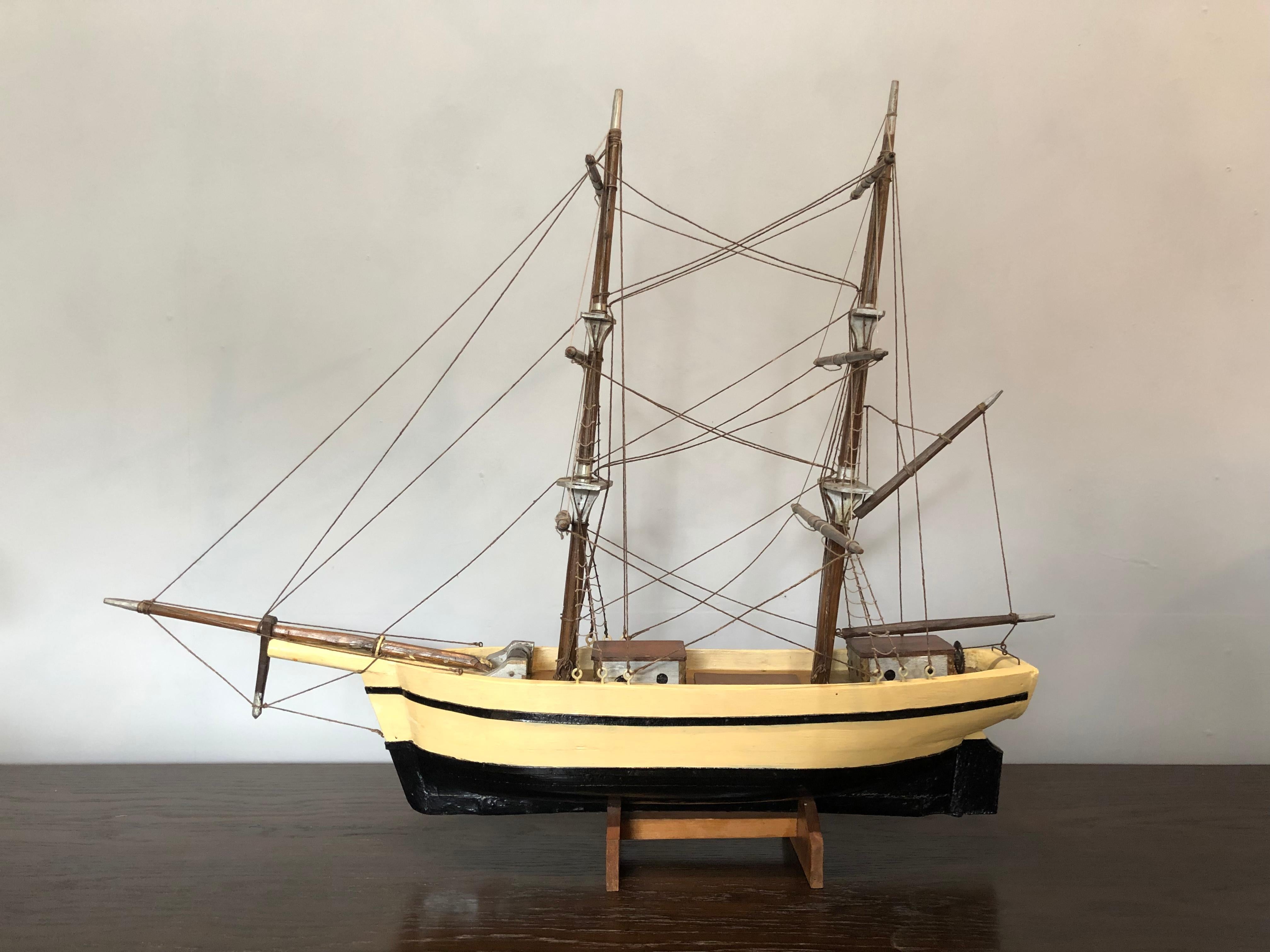 20th Century Scandinavian folk art scratch-built model boat, 1950s
