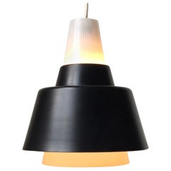 Vintage Scandinavian Functionalist, Black Ballerina Pendant Lamp, 1940s