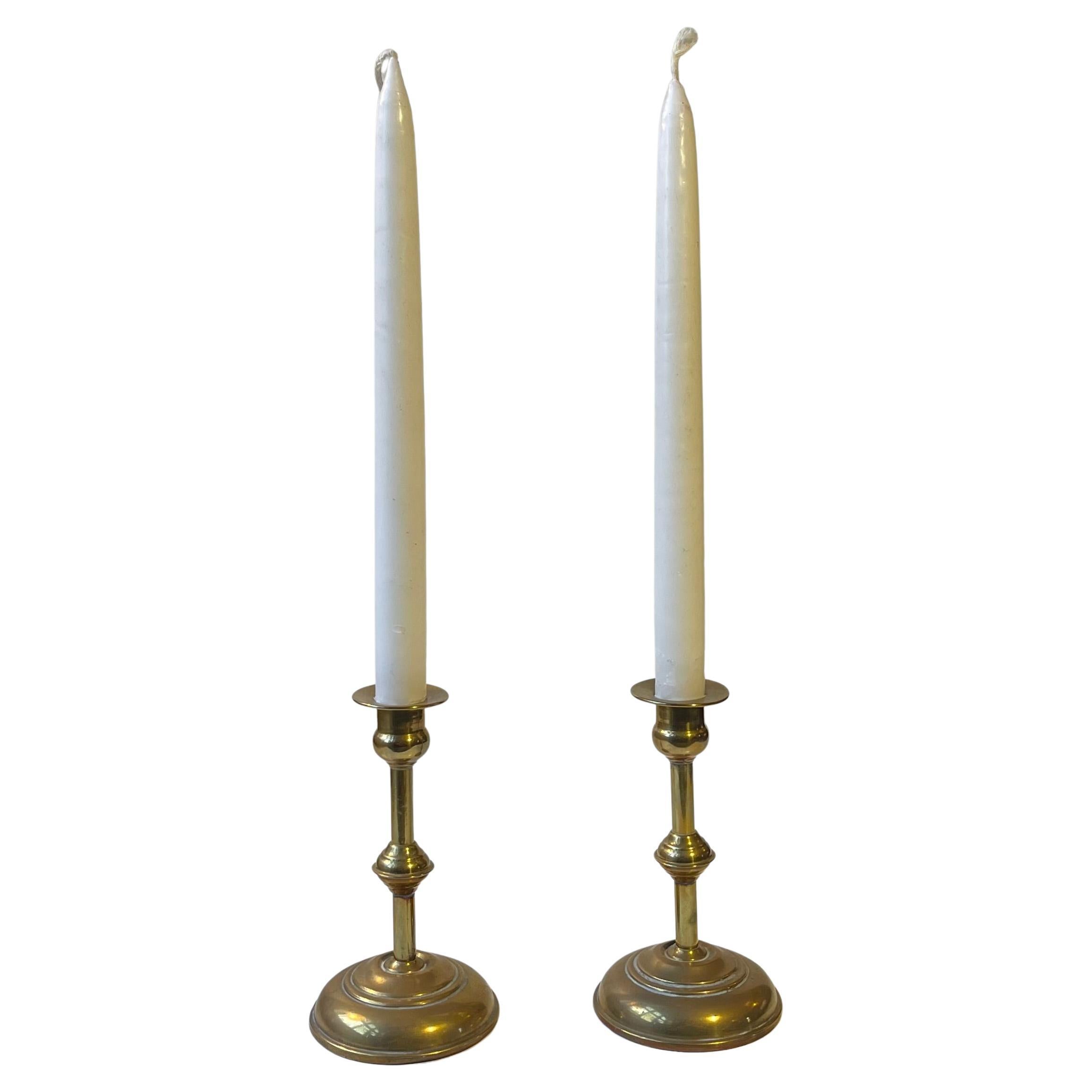 Scandinavian Functionalist Candlesticks in Brass