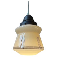 Scandinavian Functionalist Ceiling Lamp in Patinated Copper & Glass