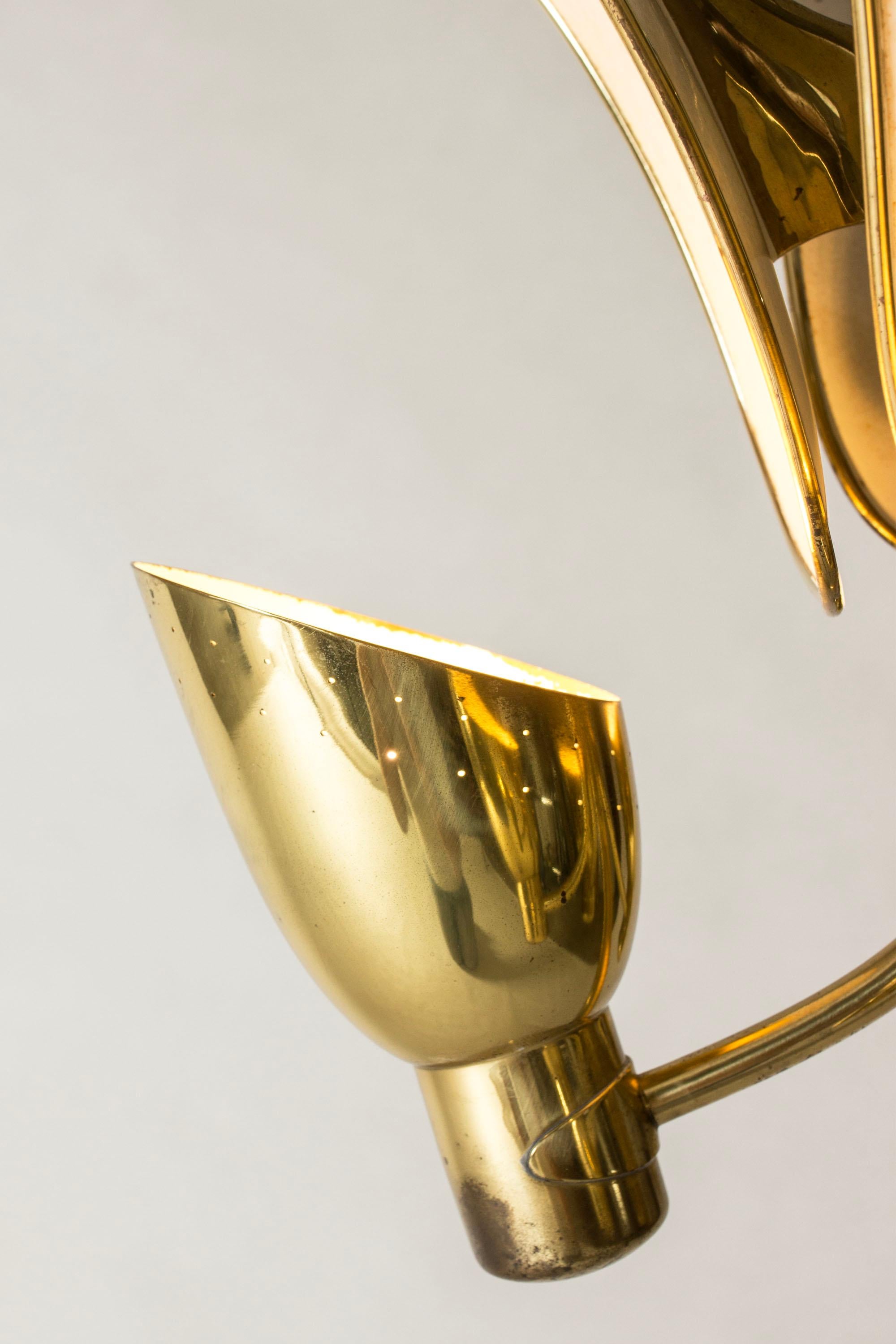 Brass Scandinavian Functionalist Chandelier by Carl-Axel Acking, Sweden, 1930s For Sale