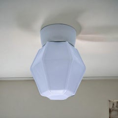 Scandinavian Functionalist Flush Mount Ceiling Lamp, Opaline Glass, c.1930s.