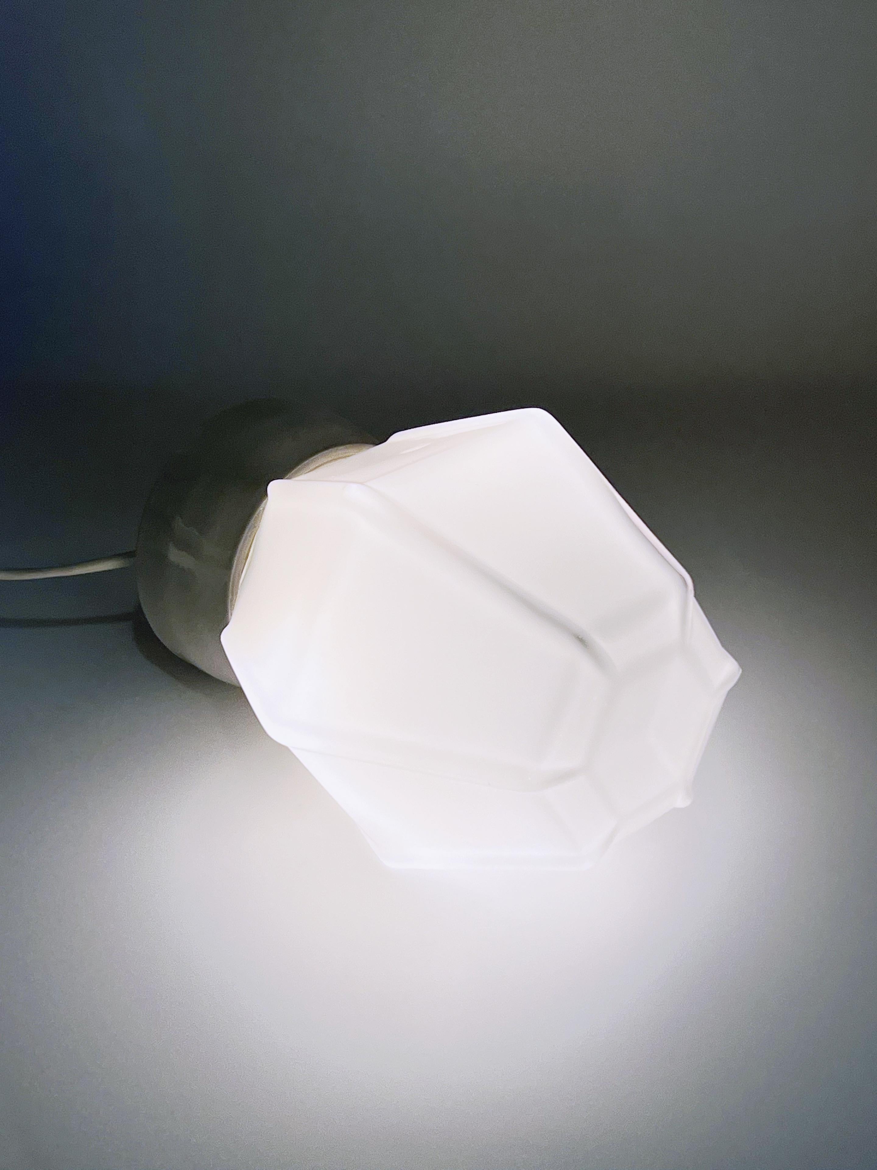 Scandinavian Functionalist Flush Mount Ceiling Lamp, Opaline Glass, c.1930s. For Sale 1