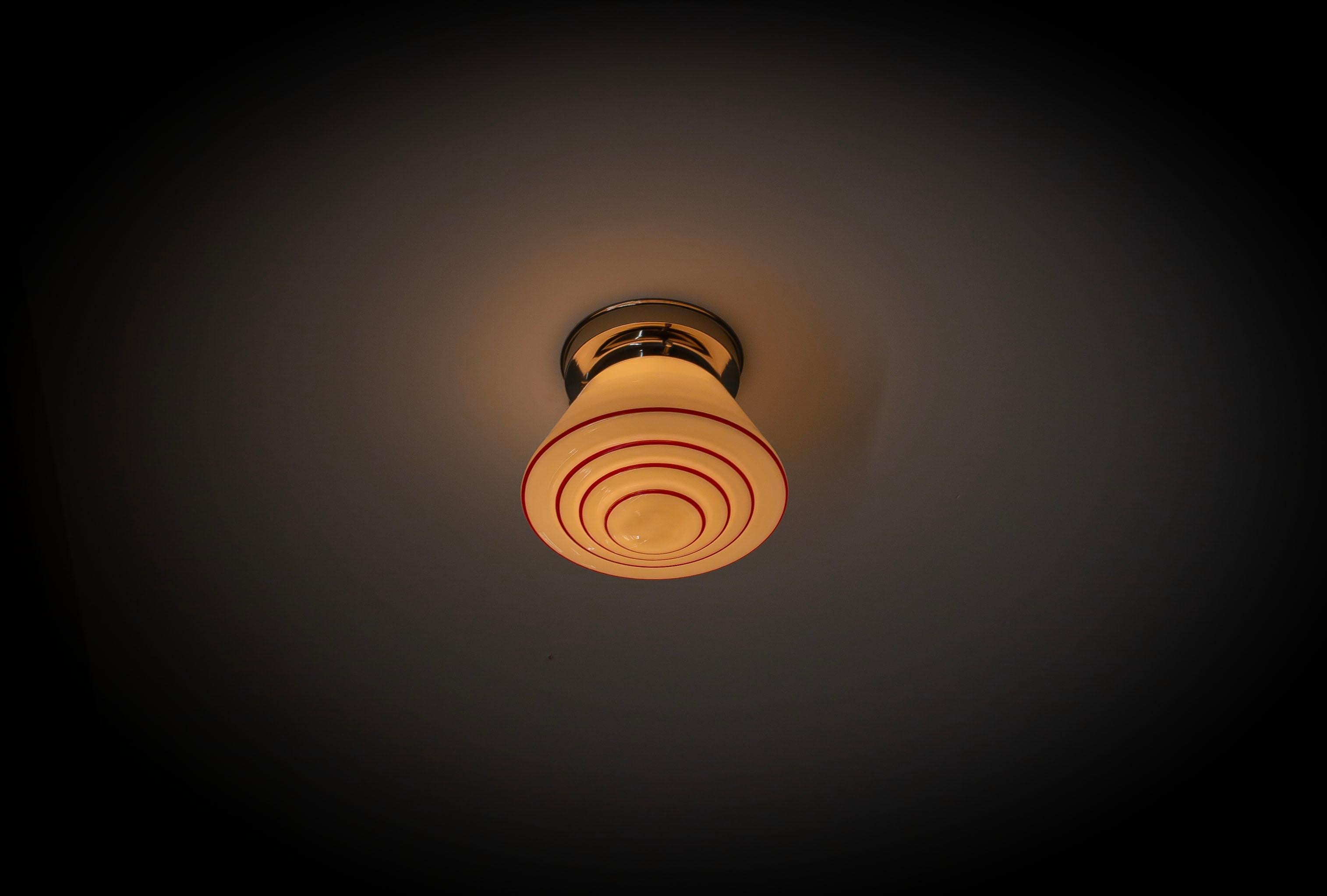 Scandinavian Functionalist Flush Mount Ceiling Light, 1950s For Sale 3