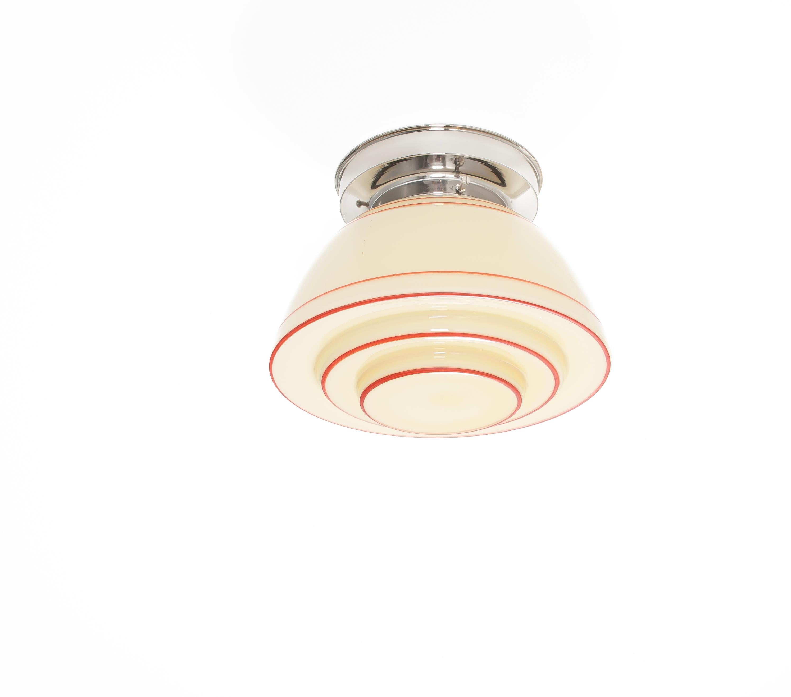 Norwegian Scandinavian Functionalist Flush Mount Ceiling Light, 1950s For Sale