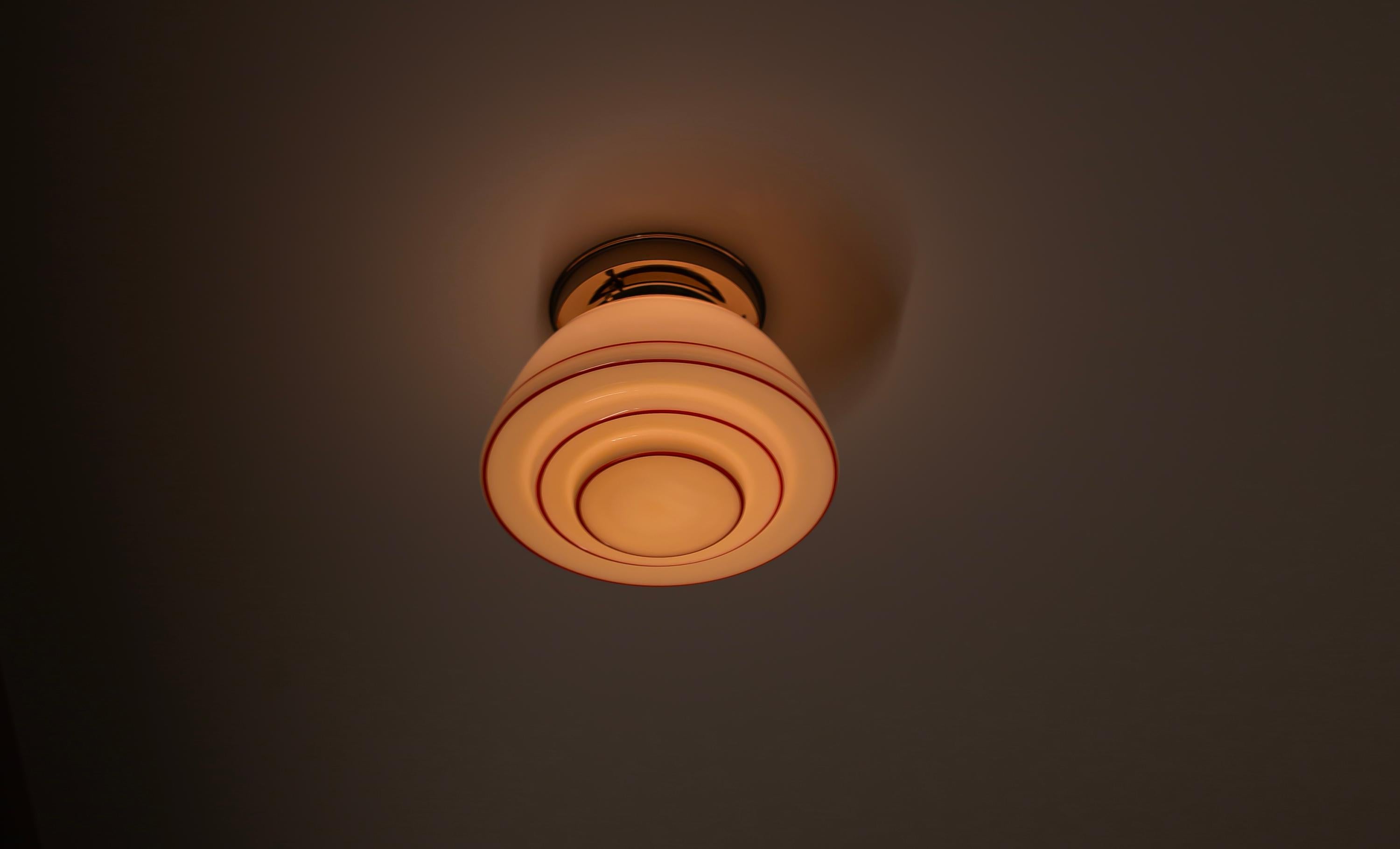 Mid-20th Century Scandinavian Functionalist Flush Mount Ceiling Light, 1950s For Sale
