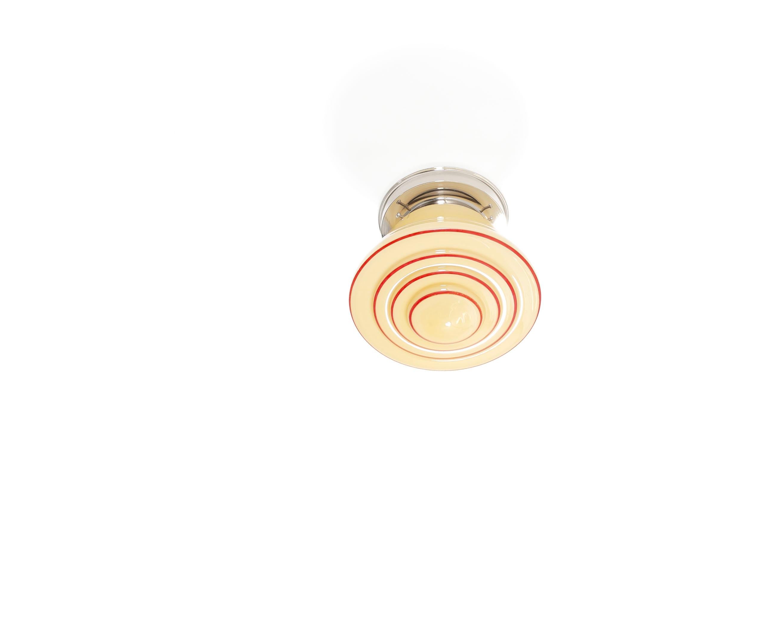 Mid-20th Century Scandinavian Functionalist Flush Mount Ceiling Light, 1950s For Sale