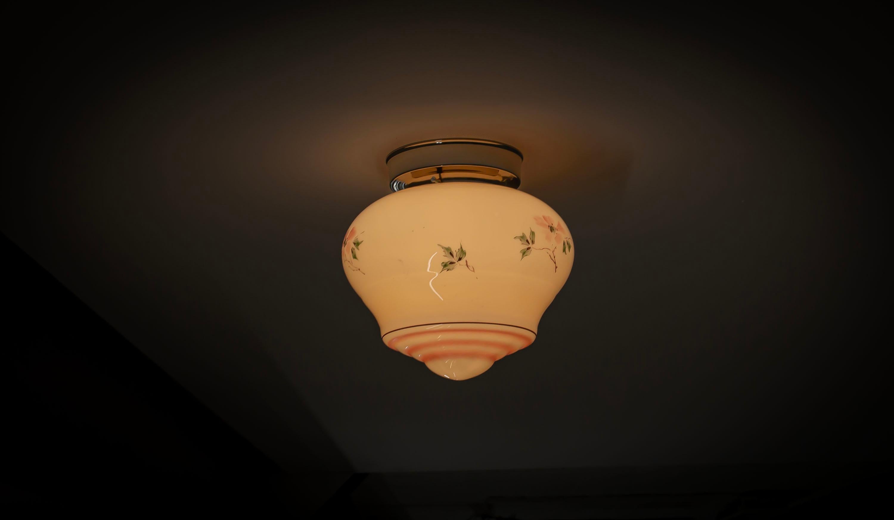 Scandinavian Functionalist Flush Mount Ceiling Light, 1950s For Sale 1