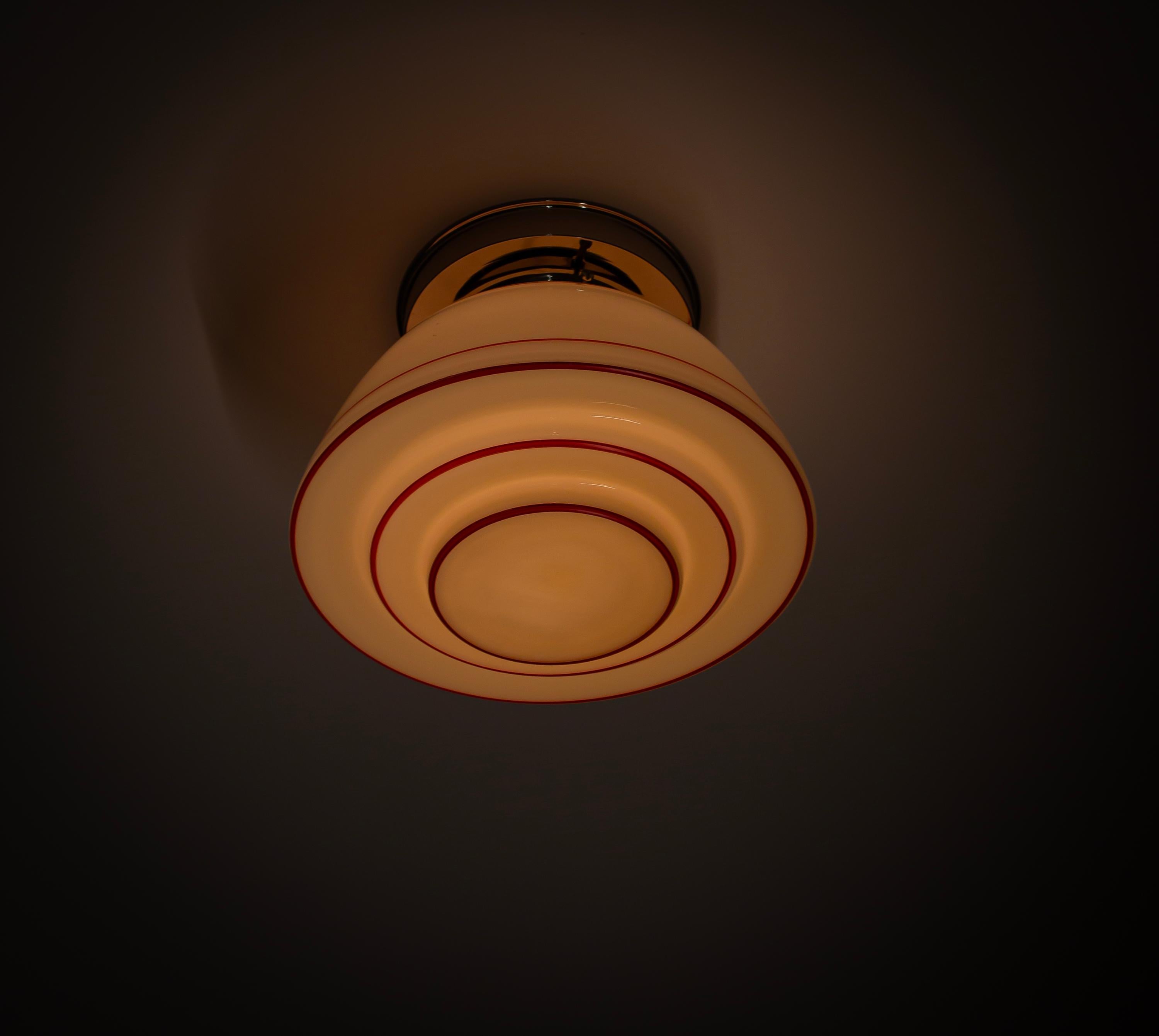 Scandinavian Functionalist Flush Mount Ceiling Light, 1950s For Sale 2