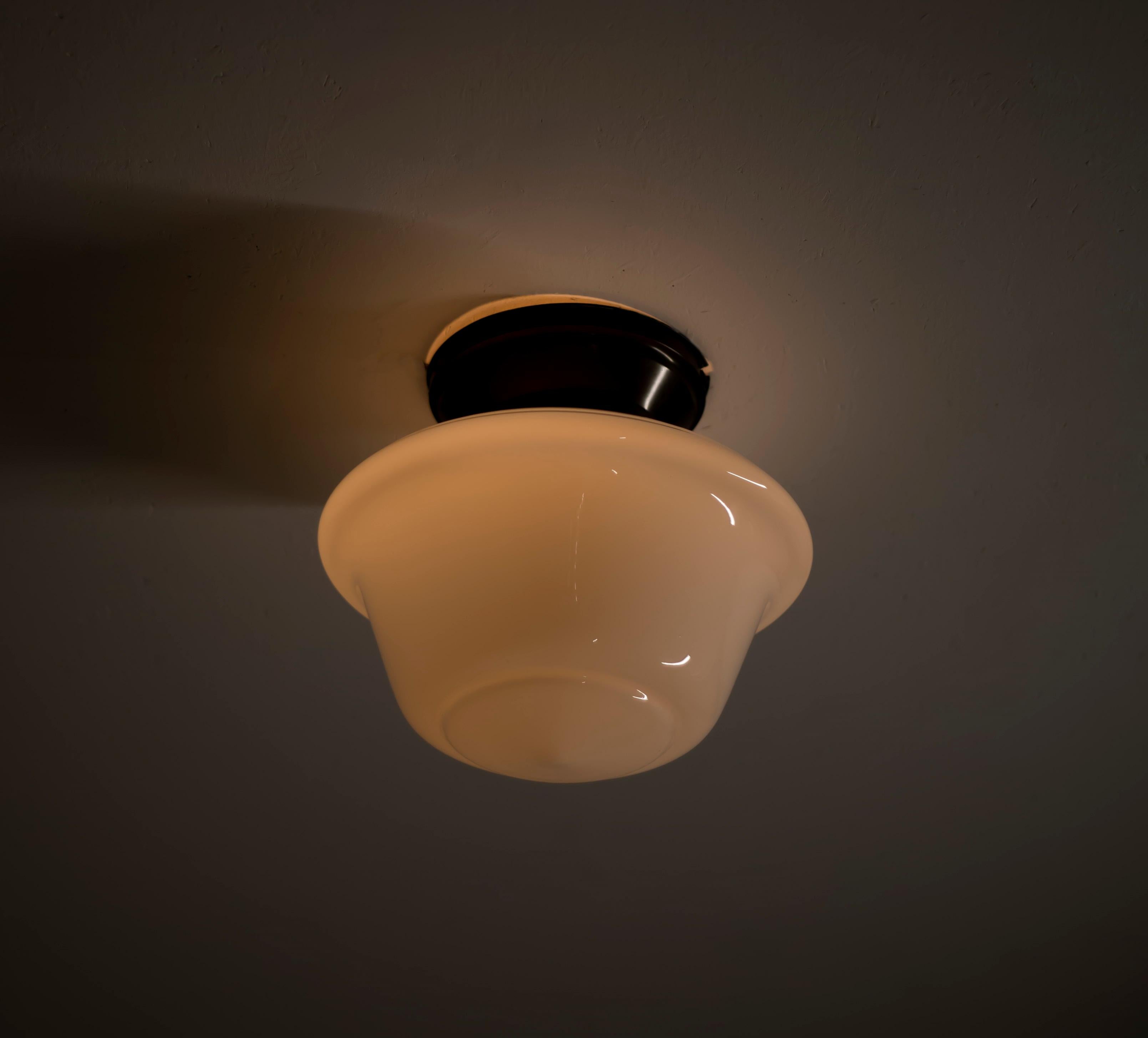 Mid-20th Century Scandinavian Functionalist Flushmount Ceiling Light, 1950s