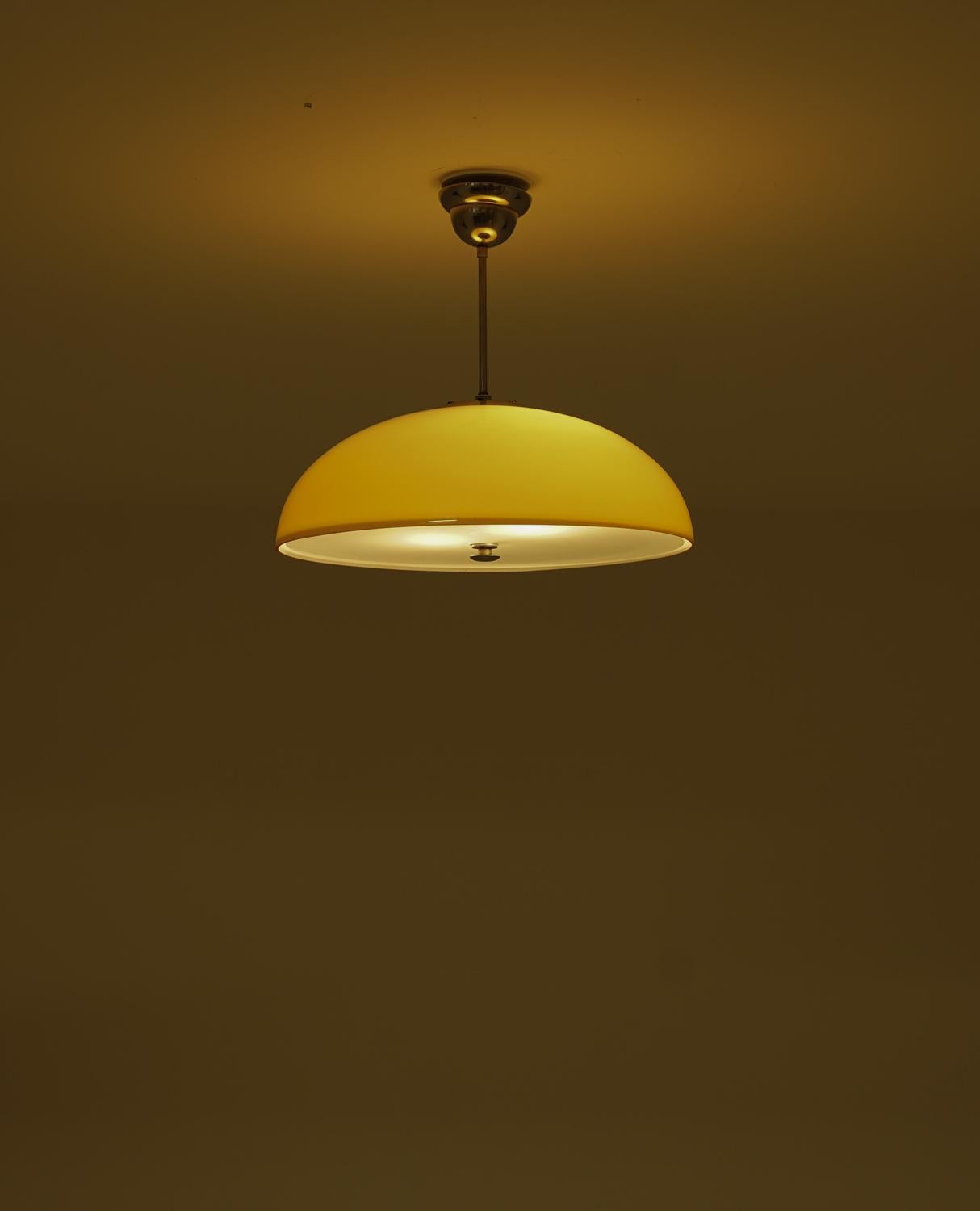 Chrome Scandinavian Functionalist Glass Pendant, 1930s