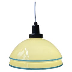Scandinavian Functionalist Hanging Lamp in Glass & Bakelite, 1940s