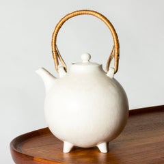 Scandinavian Functionalist Stoneware Teapot by Gunnar Nylund, 1940s
