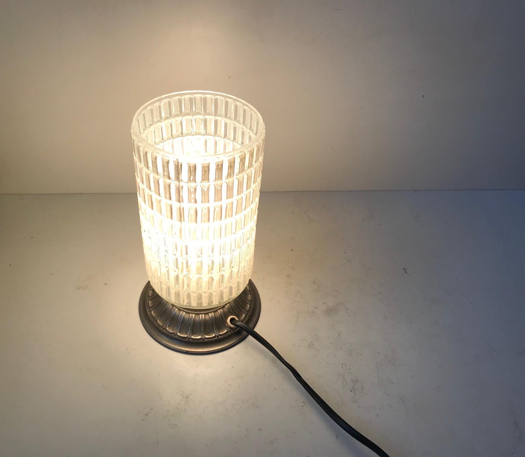 Mid-Century Modern Scandinavian Functionalist Table Lamp in Checkered Glass, 1950s