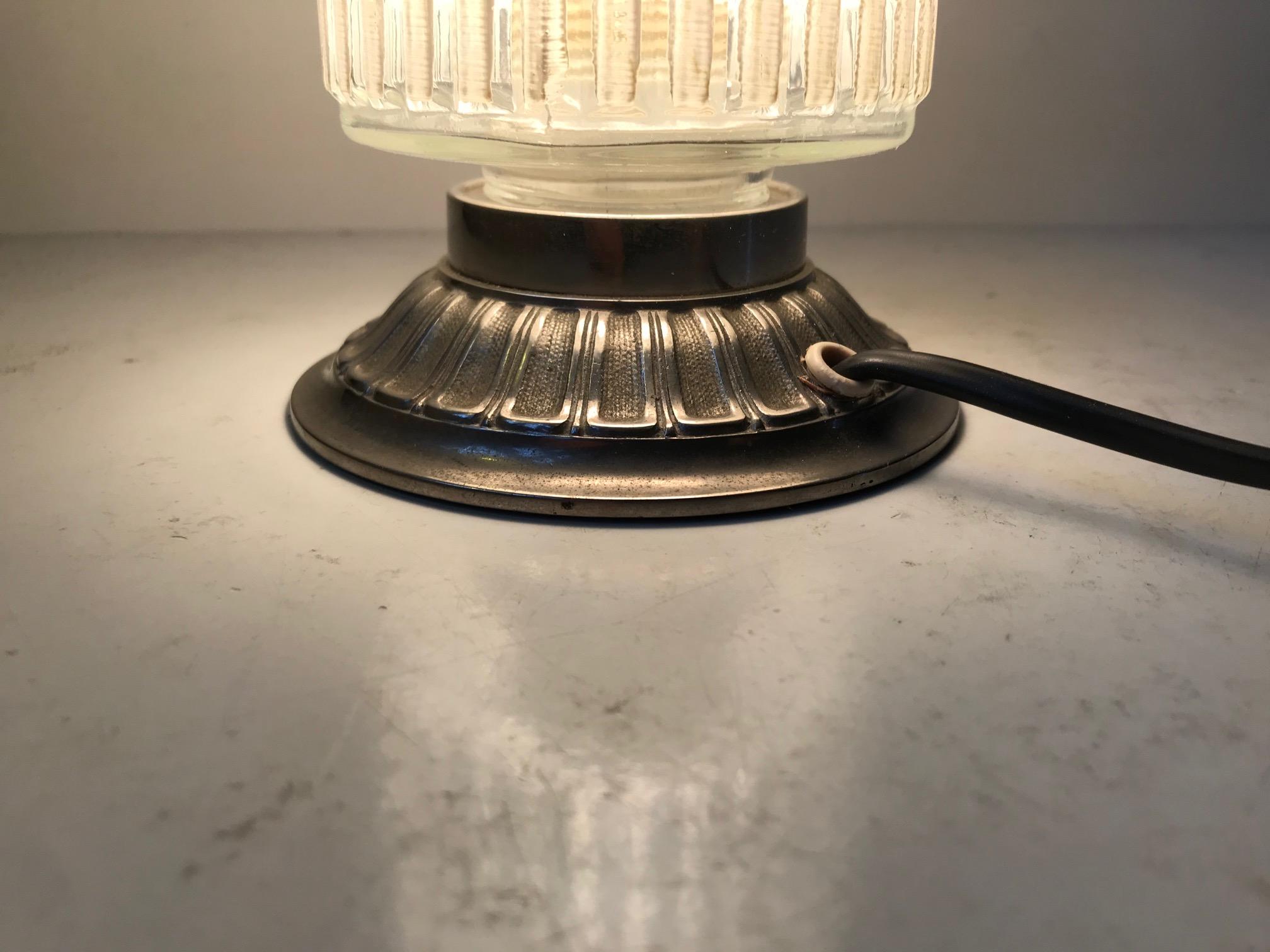 Scandinavian Functionalist Table Lamp in Checkered Glass, 1950s In Good Condition In Esbjerg, DK