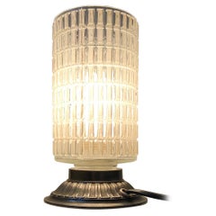 Scandinavian Functionalist Table Lamp in Checkered Glass, 1950s