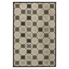 Scandinavian Geometric Beige Flatweave Carpet "Bastion" by Doris Leslie Blau