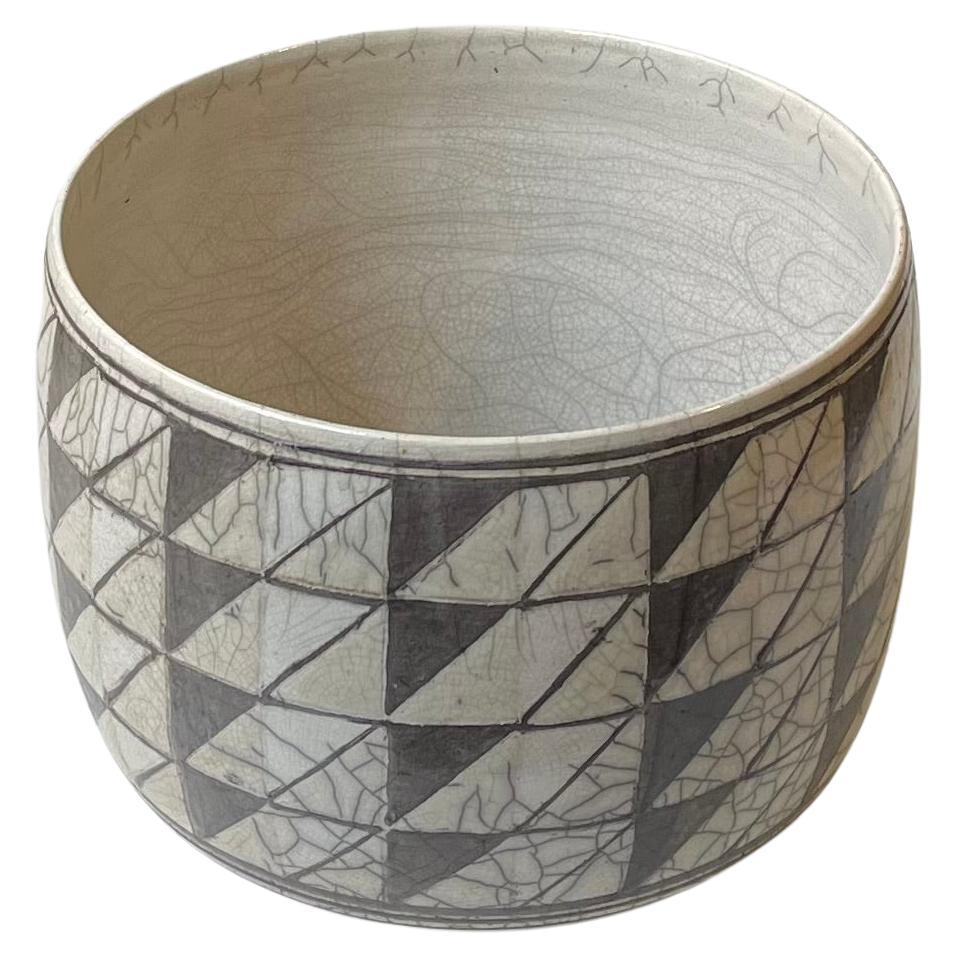 Bol ou jardinière scandinave en céramique géométrique à glaçure raku