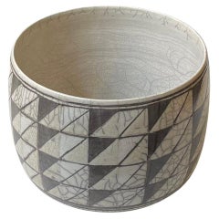 Bol ou jardinière scandinave en céramique géométrique à glaçure raku