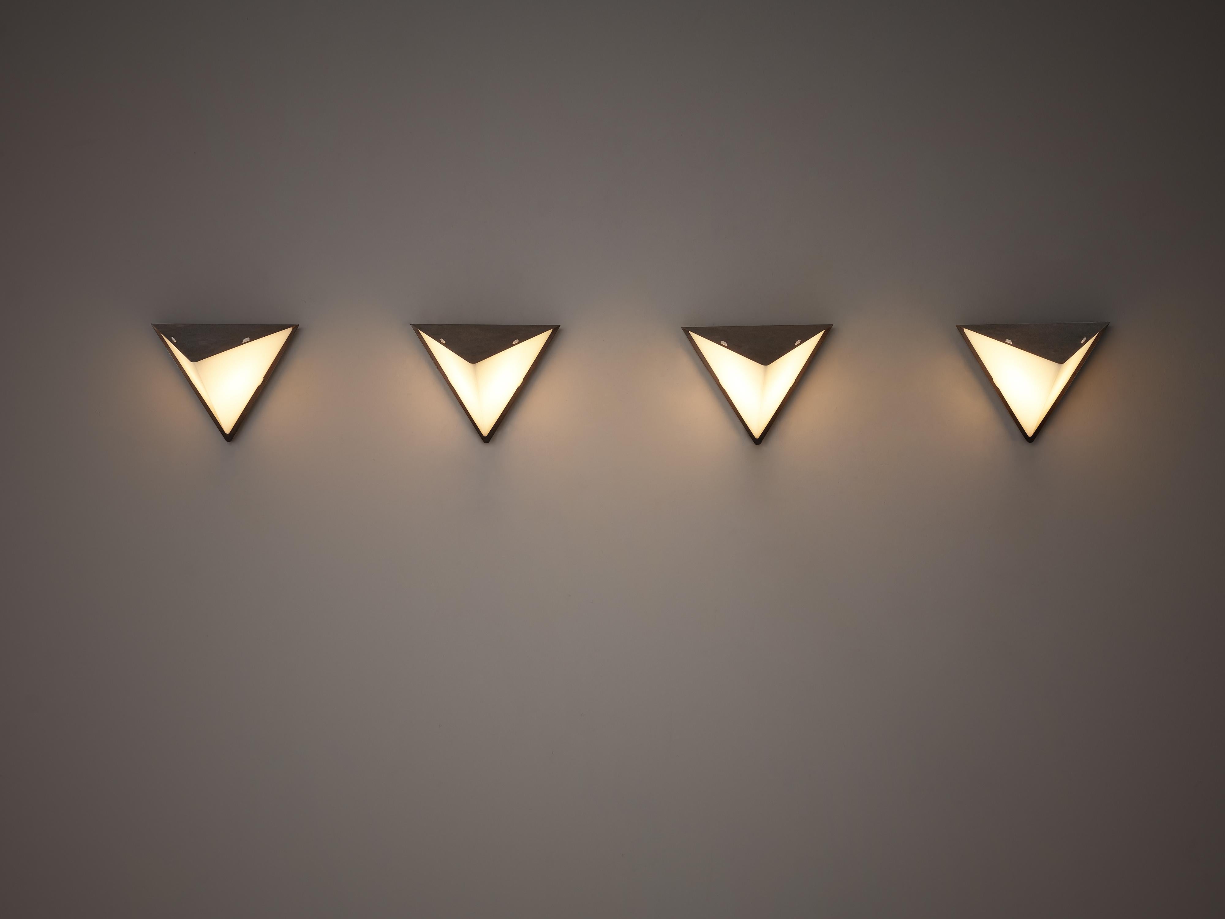 Swedish Rare Hans Agne Jakobsson Geometric Wall Lights in Copper and Akrylic