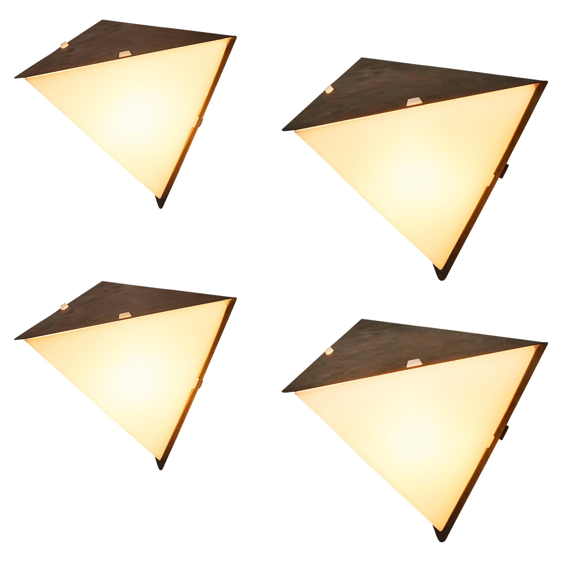 Rare Hans Agne Jakobsson Geometric Wall Lights in Copper and Akrylic