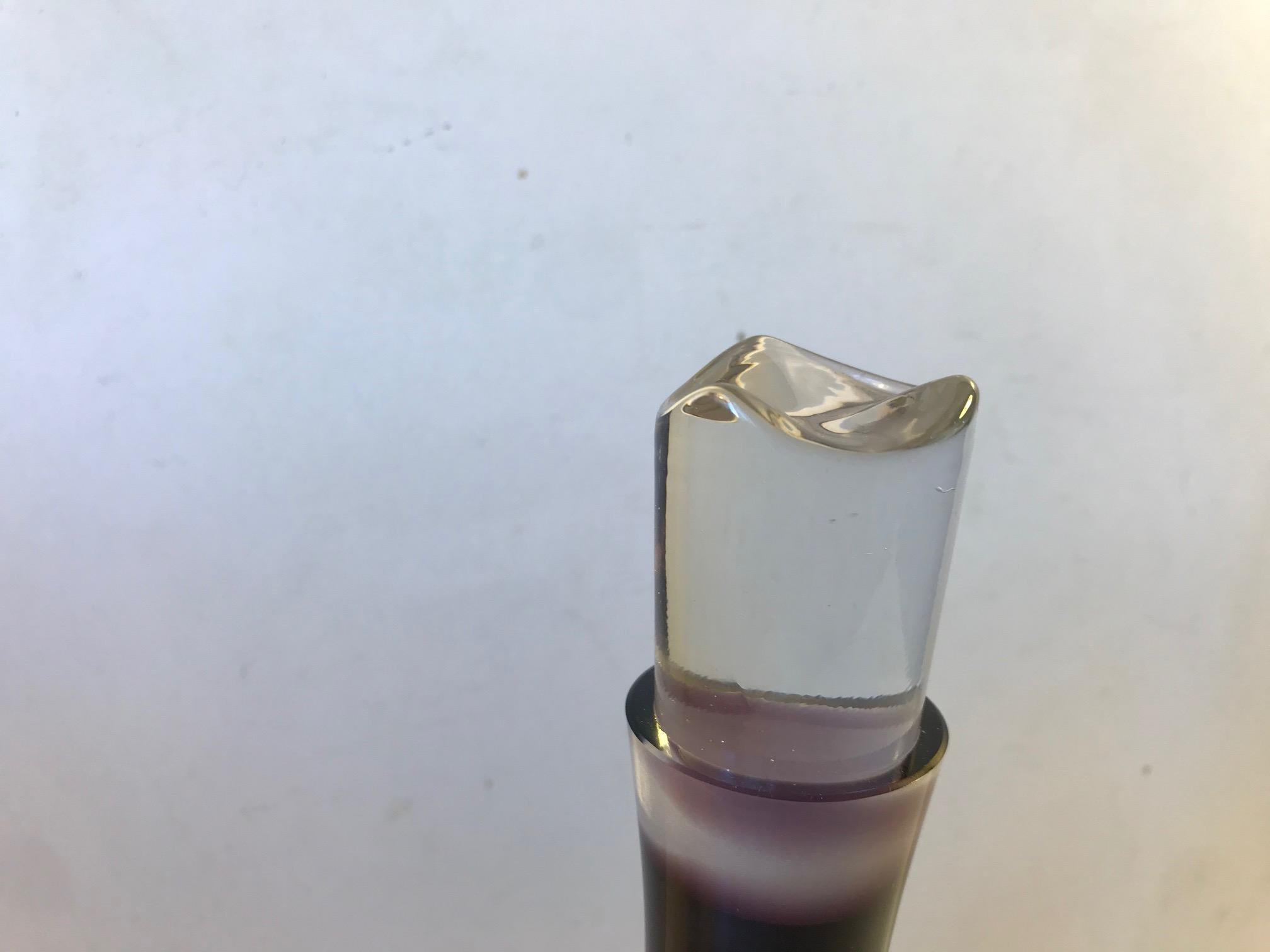Decantador escandinavo de ginebra en vidrio Sommerso morado, años 70 finales del siglo XX en venta