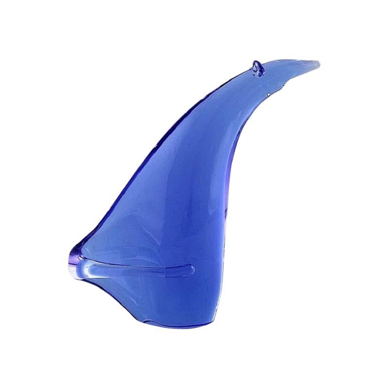 Arte vetraria scandinava, grande ratto in vetro artistico viola, fine XX secolo