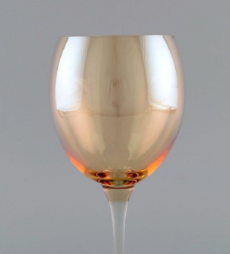 Scandinavian Modern Scandinavian Glass Artist, Five Large Red Wine Glasses in Art Glass, 1980s For Sale