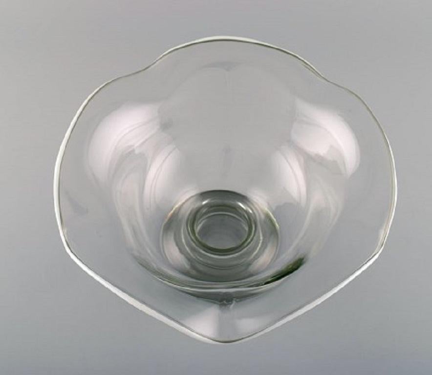 Mid-20th Century Scandinavian Glass Artist, Large Bowl in Mouth Blown Art Glass, 1960s-1970s For Sale