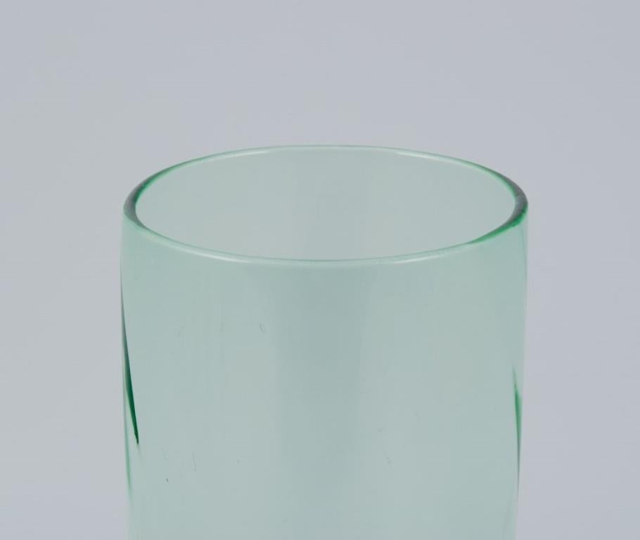 Scandinavian Glass Artist. Six Champagne Glasses in Green and Blue Glass For Sale 2