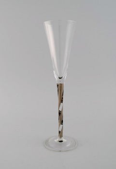 Artista del vetro scandinavo, sei bicchieri da champagne in vetro artistico soffiato a bocca