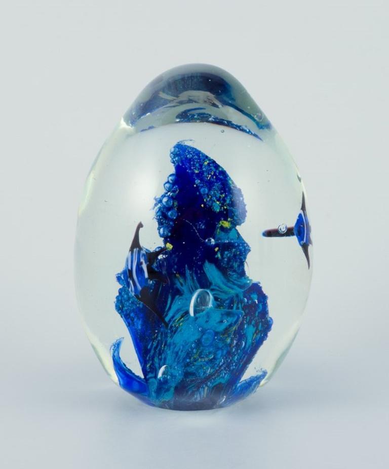 Scandinavian glass artist. Three paperweights in art glass. Flower motifs. For Sale 1