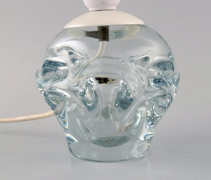 Scandinavian Modern Scandinavian Glass Artist, Two Table Lamps in Mouth-Blown Art Glass, Mid-20th C. For Sale