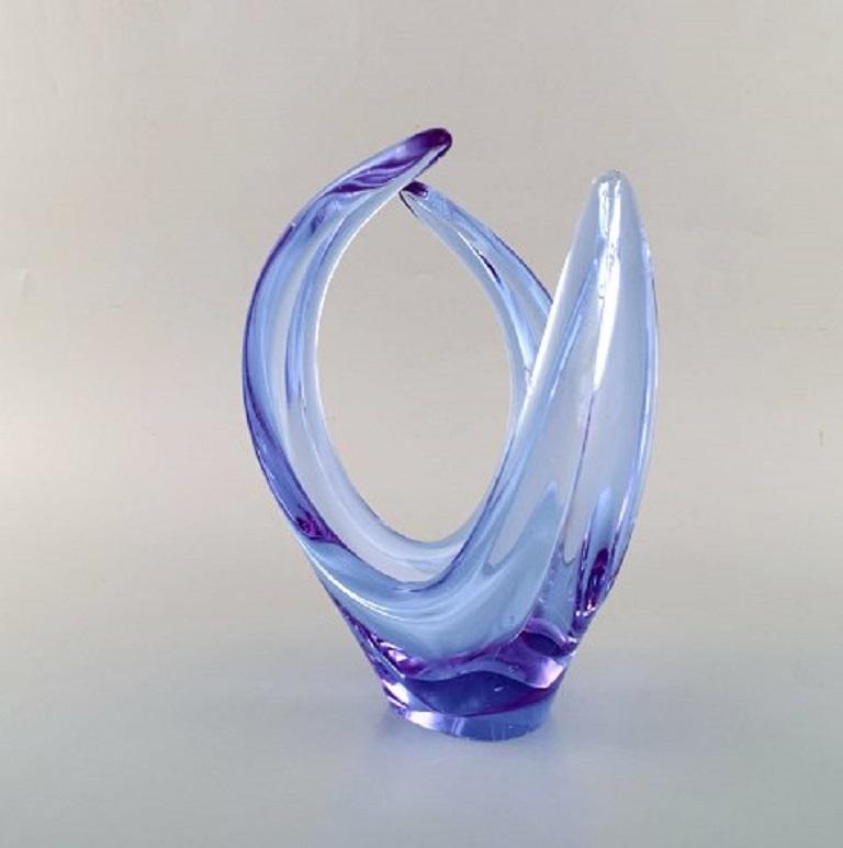 Scandinavian Modern Scandinavian Glass Artist, Vase / Bowl in Light Blue Mouth Blown Art Glass