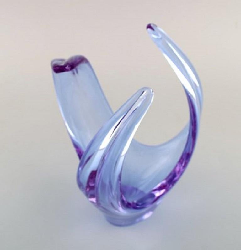 Scandinavian Glass Artist, Vase / Bowl in Light Blue Mouth Blown Art Glass In Good Condition In Copenhagen, DK