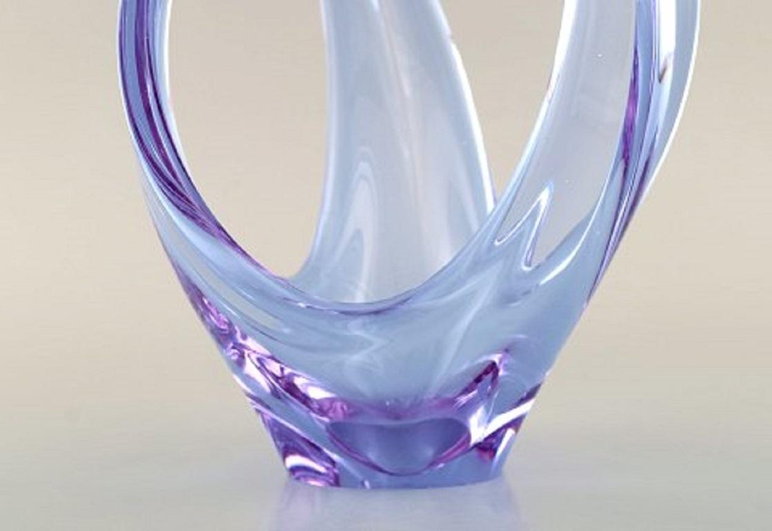 Scandinavian Glass Artist, Vase / Bowl in Light Blue Mouth Blown Art Glass 1