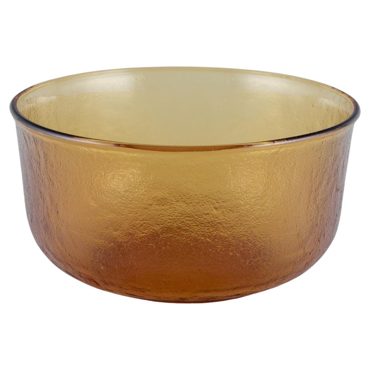 Scandinavian glass designer. Salad bowl in smoke-coloured art glass.