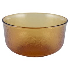 Scandinavian glass designer. Salad bowl in smoke-coloured art glass.