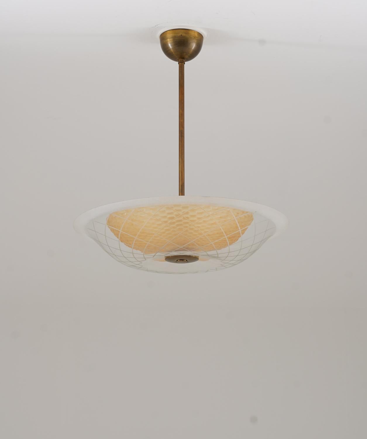 Scandinavian Modern Scandinavian Glass Flush Mount by Orrefors, Sweden