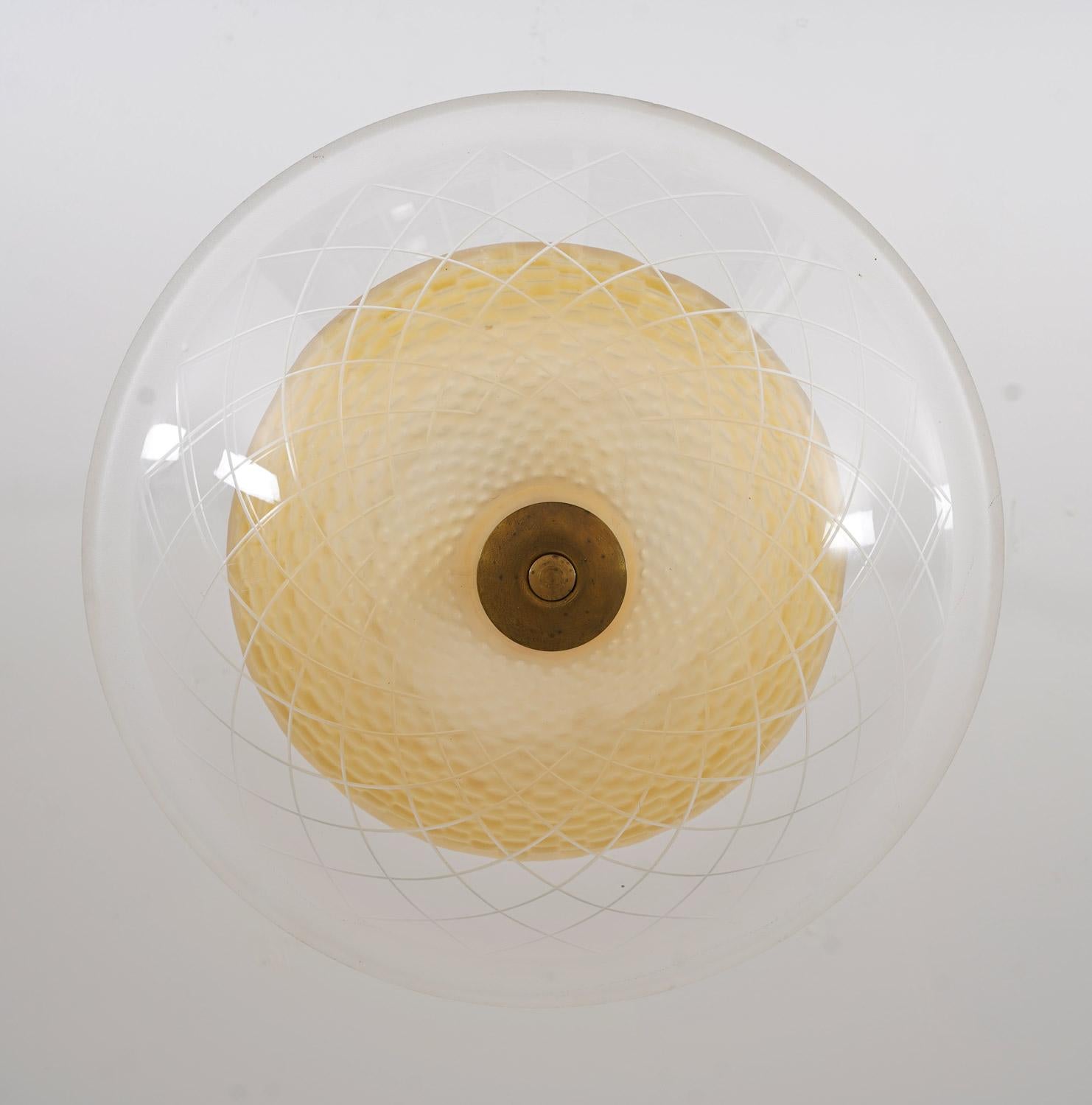 Scandinavian Glass Flush Mount by Orrefors, Sweden In Good Condition In Karlstad, SE