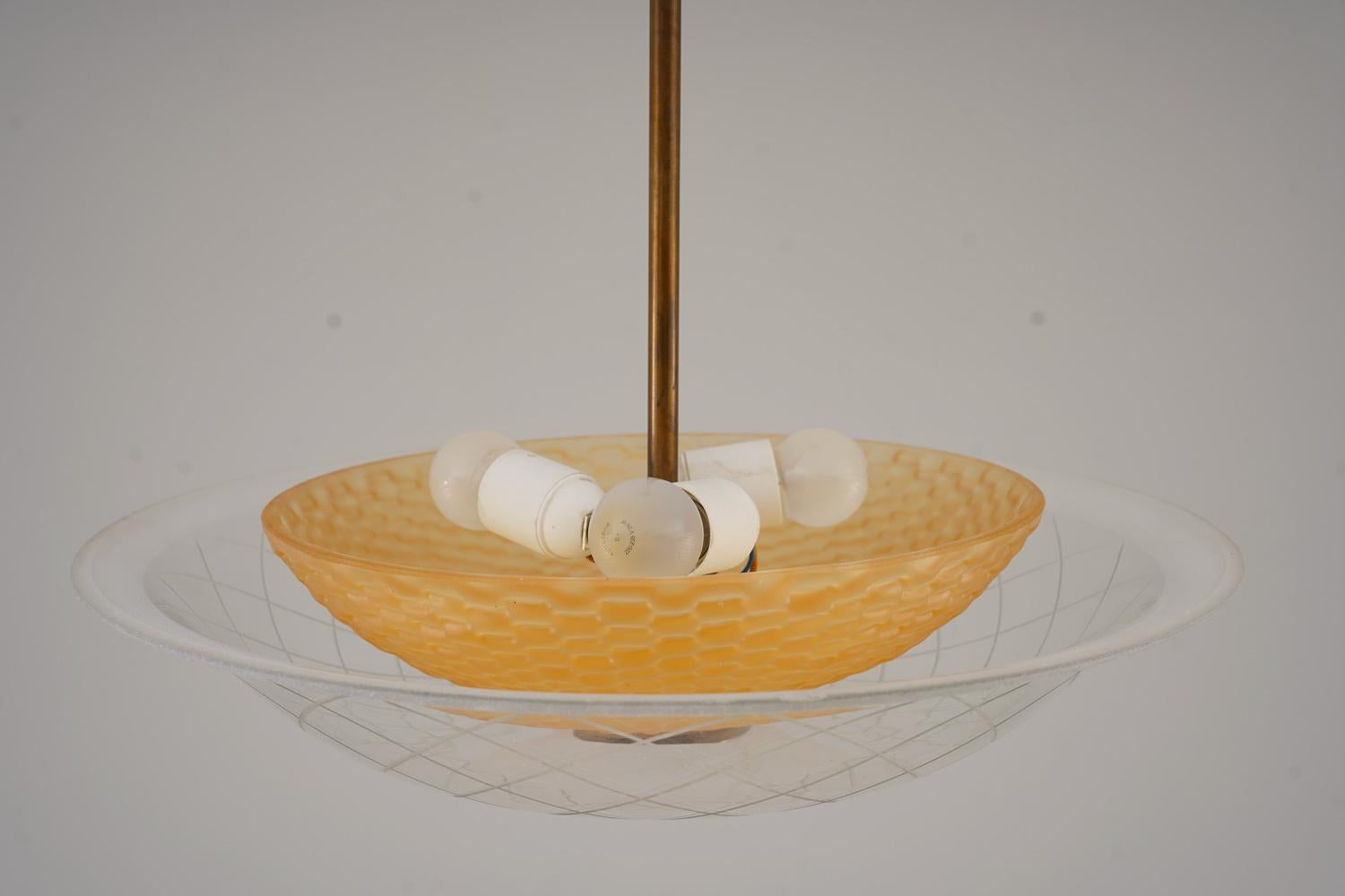 Scandinavian Glass Flush Mount by Orrefors, Sweden 1